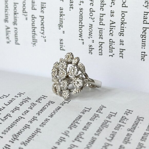Vintage Sterling Silver Floral Bouquet Ring Size 6 - Picture 2 of 5
